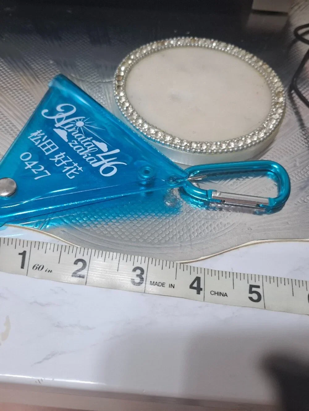 Clear Blue Mini Triangular Hinatazaka46 Coin Case Purse Mini Wallet Keychain Key